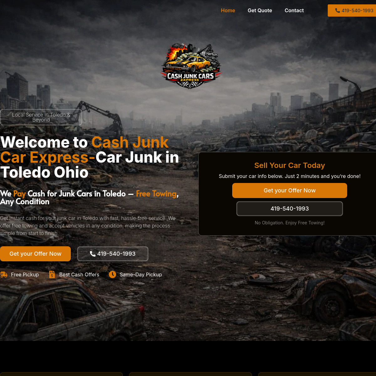 Cash Junk Cars Express Website