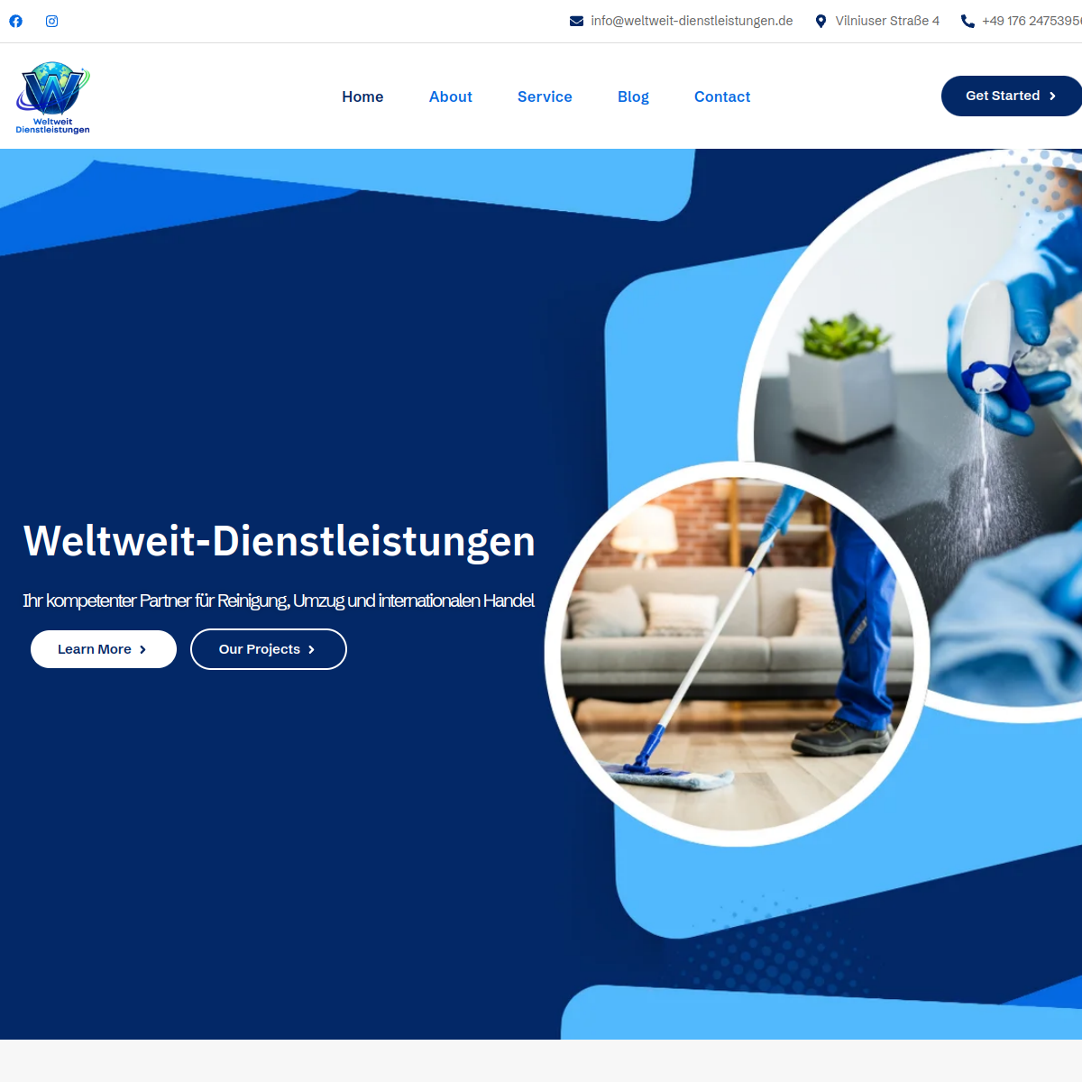 Weltweit Dienstleistungen Website